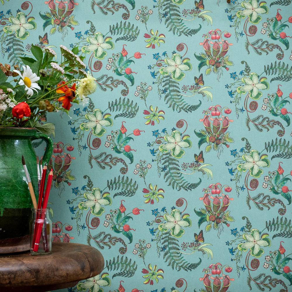 Collection: Carolina Posies
Product code: 26B
Color: Verdigris
Roll dimensions: 70cm x 10m (27.6in x 10.9yards)
Area: 7sq.m (8.4 sq. yards)
Pattern repeat: 17.5cm (6.9in) half drop
Wallpaper: Non-woven 147gsm Uncoated.
Fire rating: Fire certified