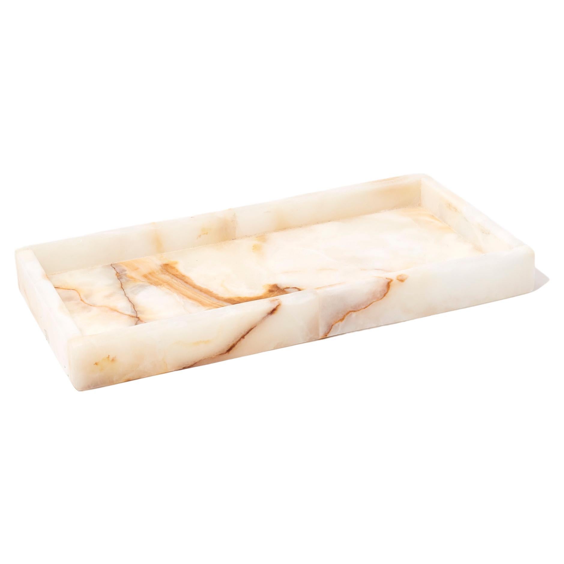 Carolina Rectangular Tray, Cream Onyx Stone For Sale