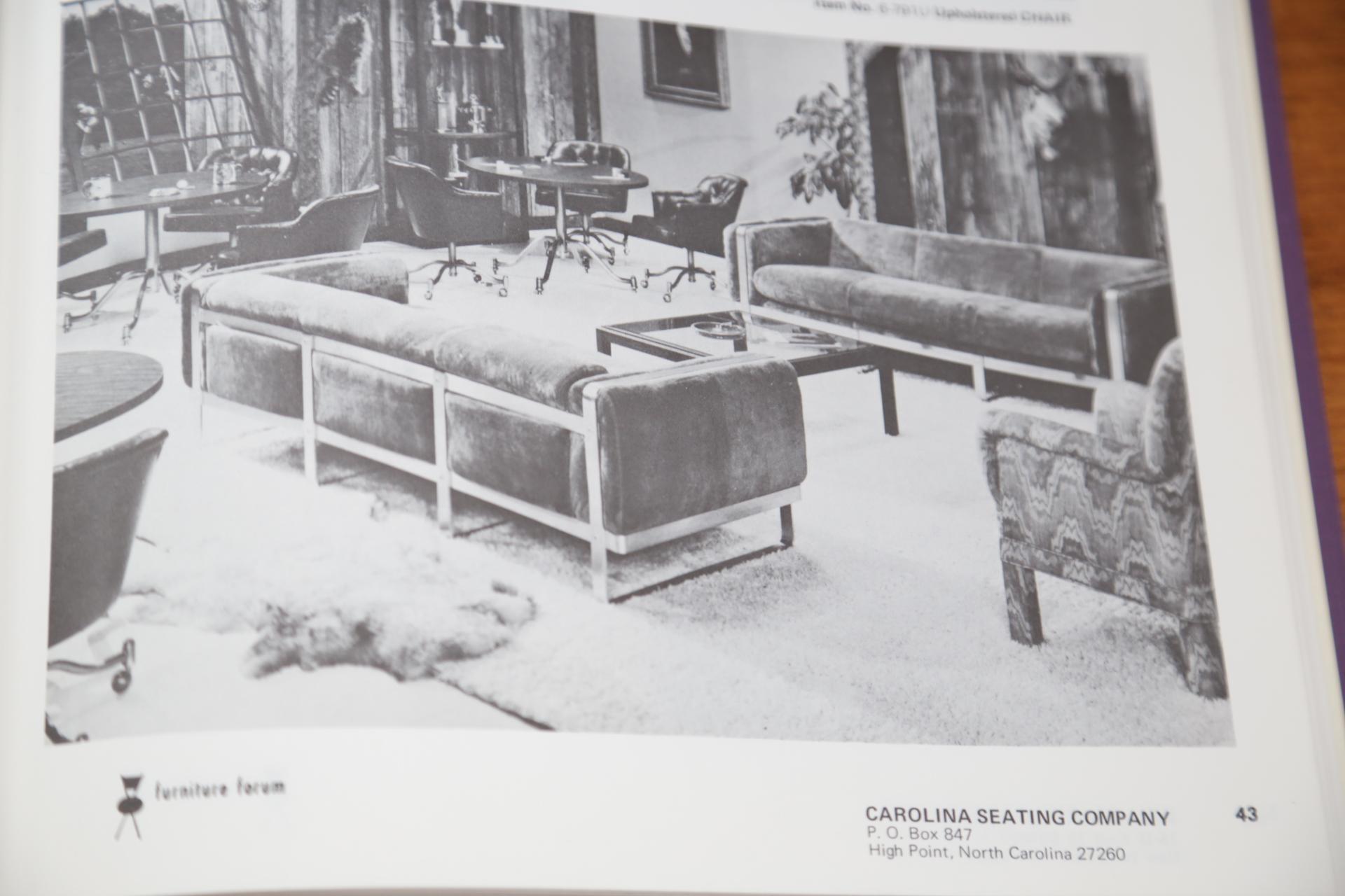 Carolina Seating Company mid-century chrome loveseat sofa in teal velvet. For Sale 2