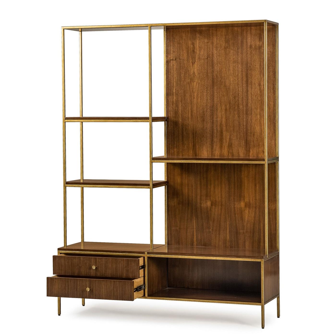 Metal Carolina Shelf in Solid Oak and Walnut Structure