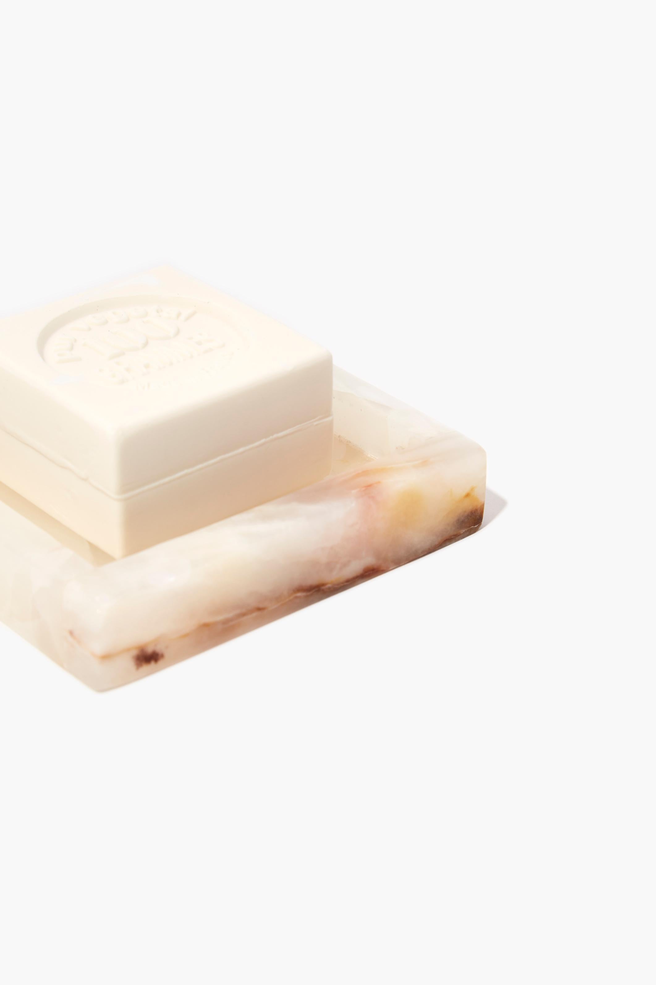 Argentine Carolina Soap Holder, Cream Onyx Stone For Sale