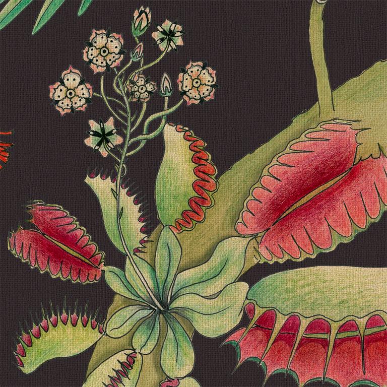 Carolina Baum des Lebens in Prunus Tropical Botanical Wallpaper (Englisch) im Angebot