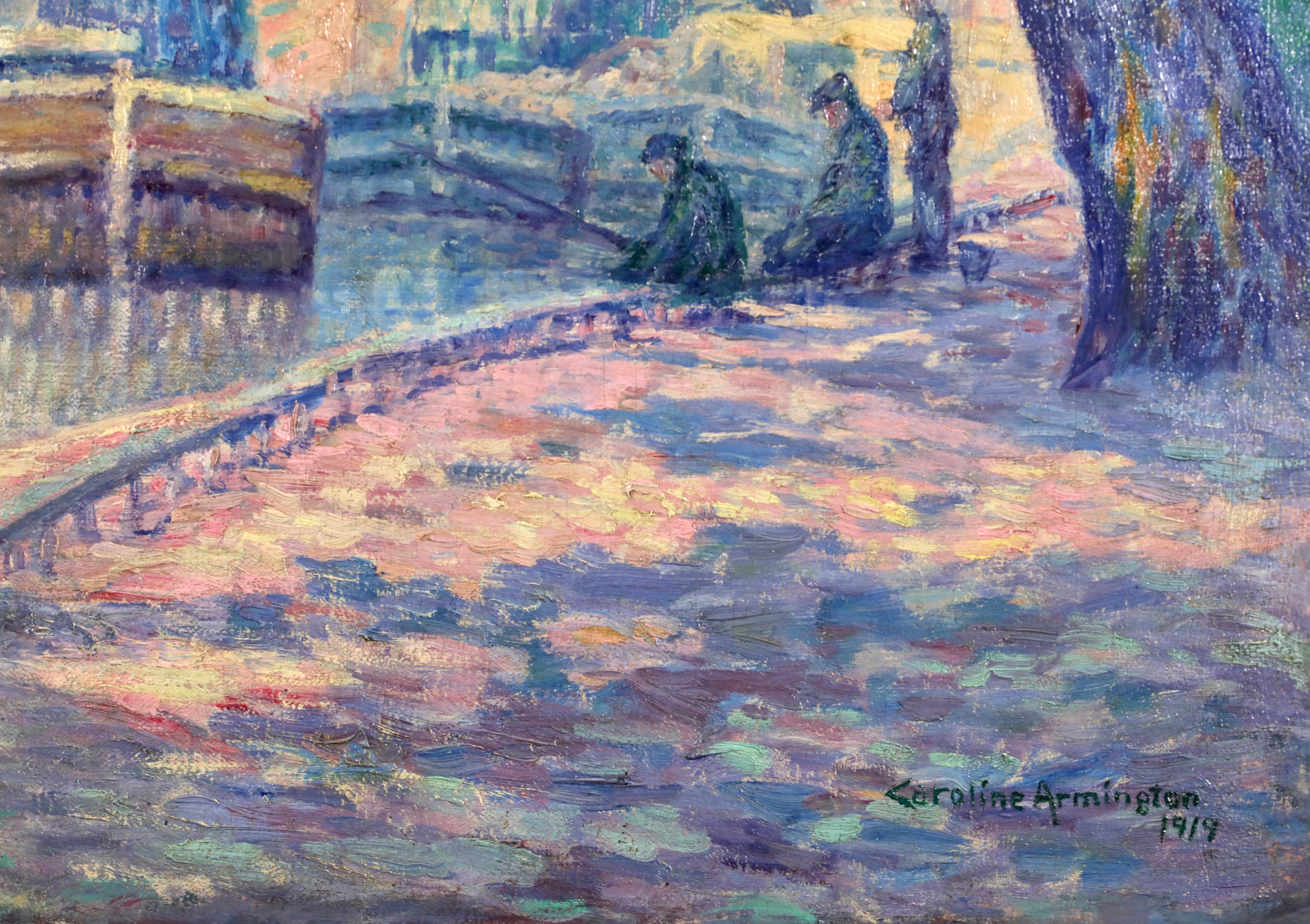 Le Pont Neuf - Paris 1919 - Paysage impressionniste Huile de Caroline Armington en vente 9