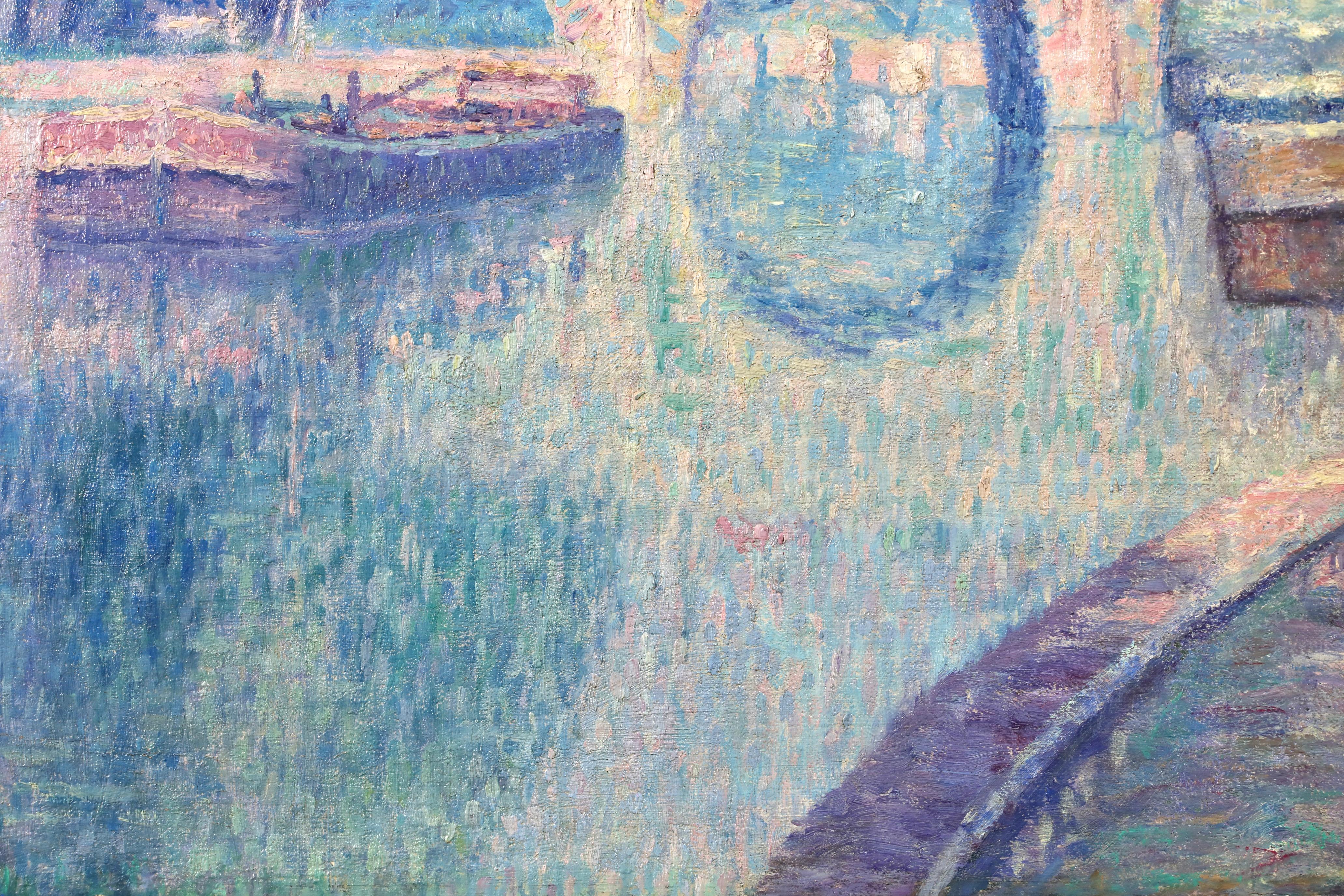 Le Pont Neuf - Paris 1919 - Paysage impressionniste Huile de Caroline Armington en vente 8