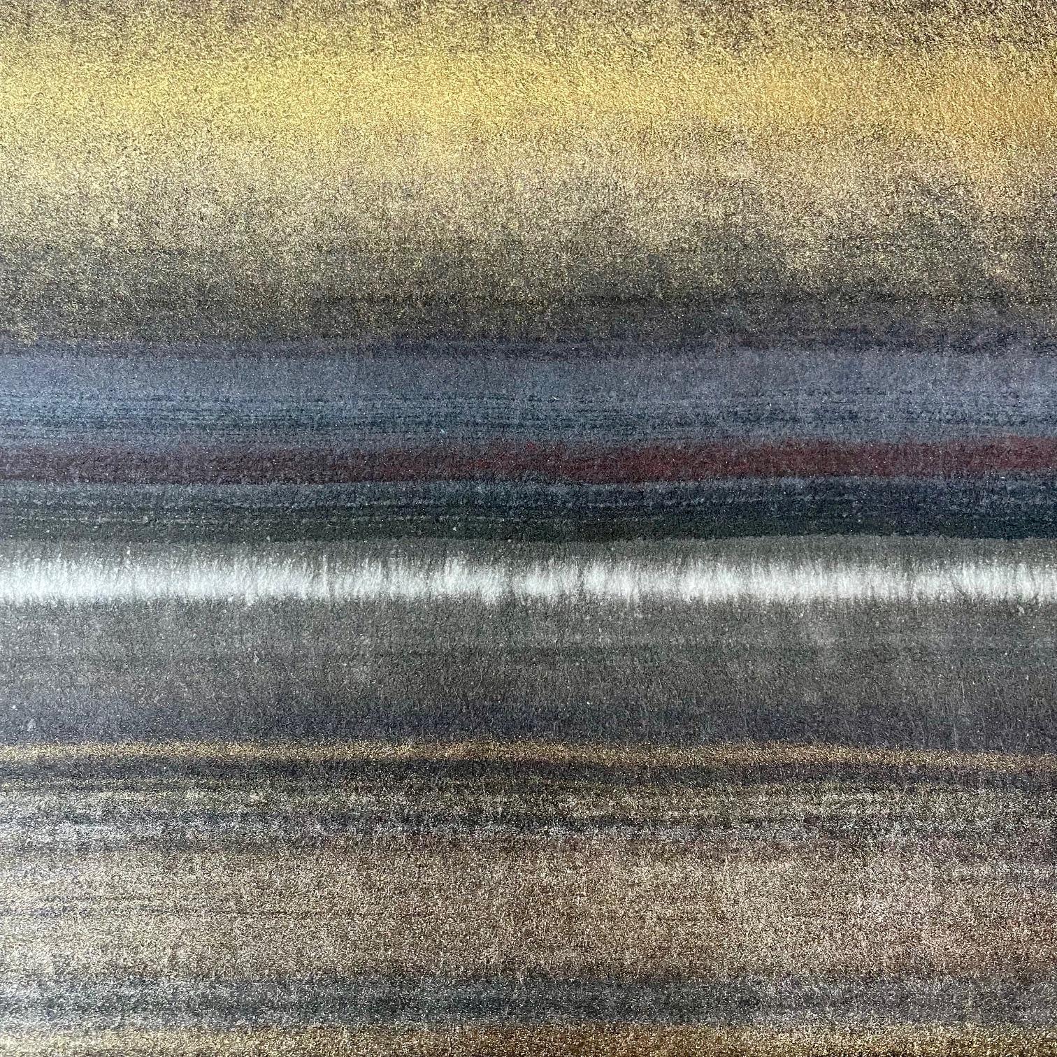 Gold suspension - abstract painting gold grey brown color using crushed minerals For Sale 2