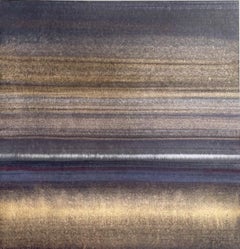 Suspensión de oro - pintura abstracta color oro gris marrón utilizando minerales triturados
