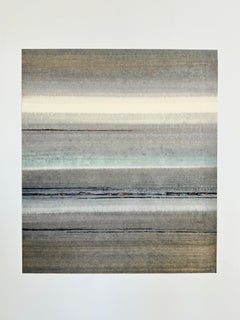 Indigo suspension - abstract blue grey brown painting using crushed minerals