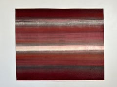 Red Encounter - dipinto astratto di colore dominante rosso con minerali frantumati