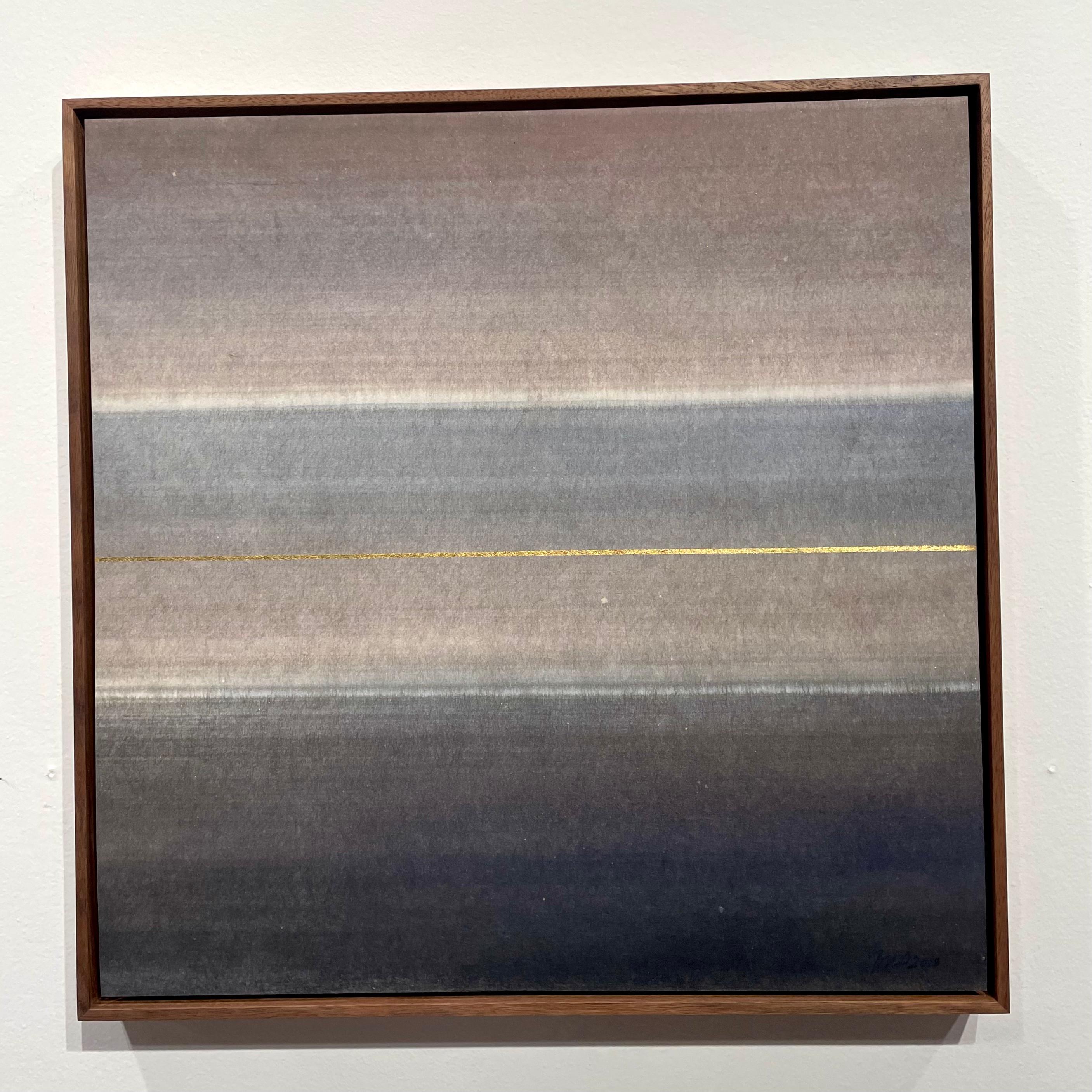 Reflect - pittura astratta di colore blu grigio oro con minerali frantumati in vendita 2
