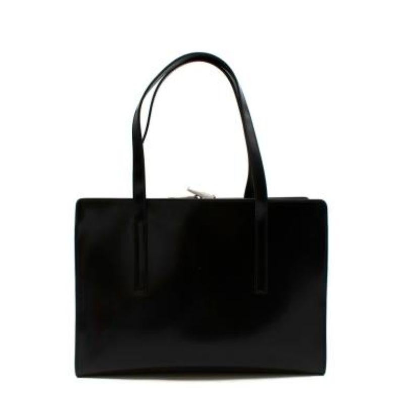 Caroline Black Leather Tote Bag In Excellent Condition For Sale In London, GB