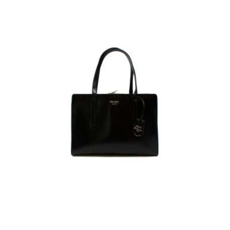 Caroline Black Leather Tote Bag For Sale