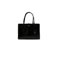 Caroline Black Leather Tote Bag