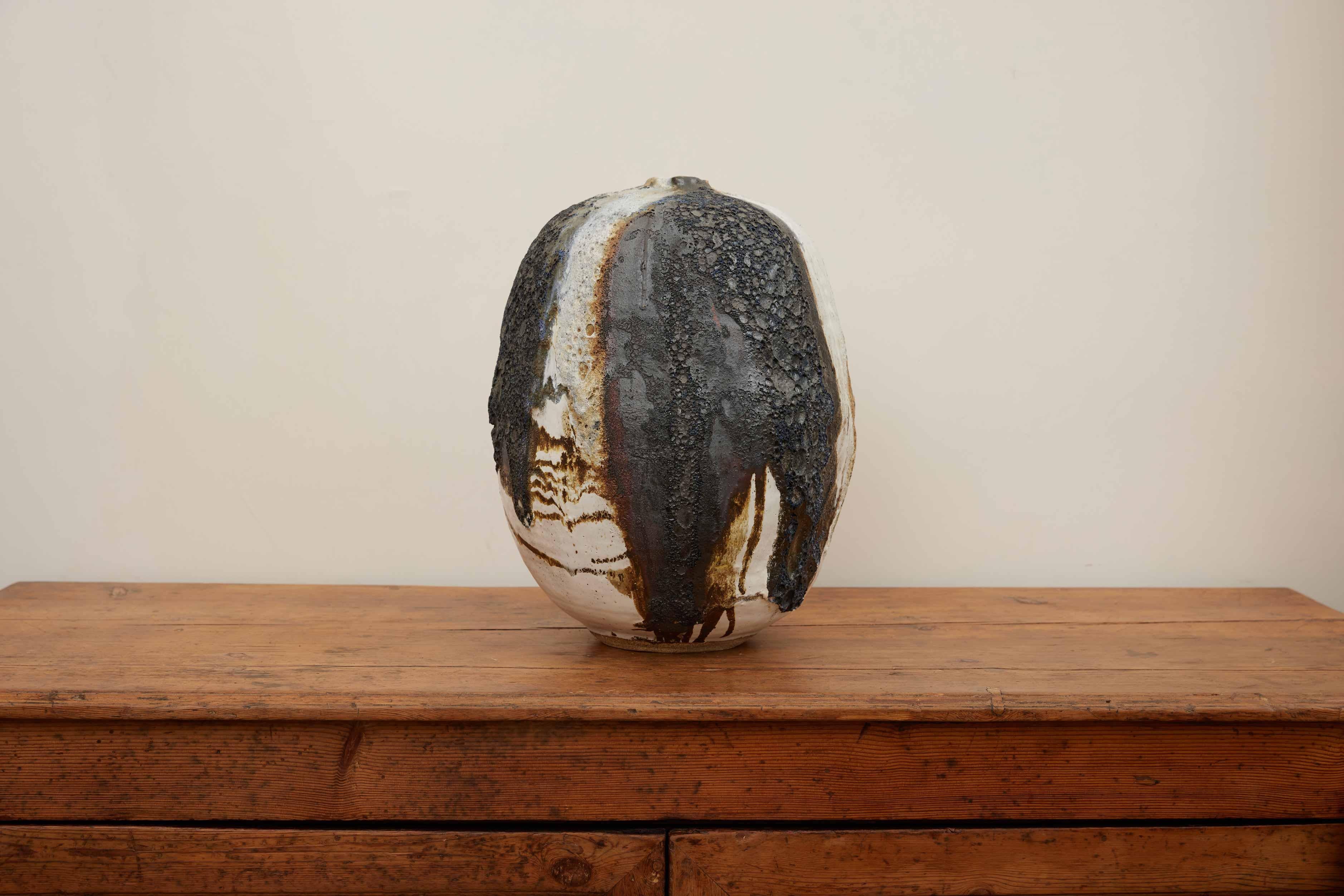 Hand-Crafted Caroline Blackburn Lava Vase, Signed 2019