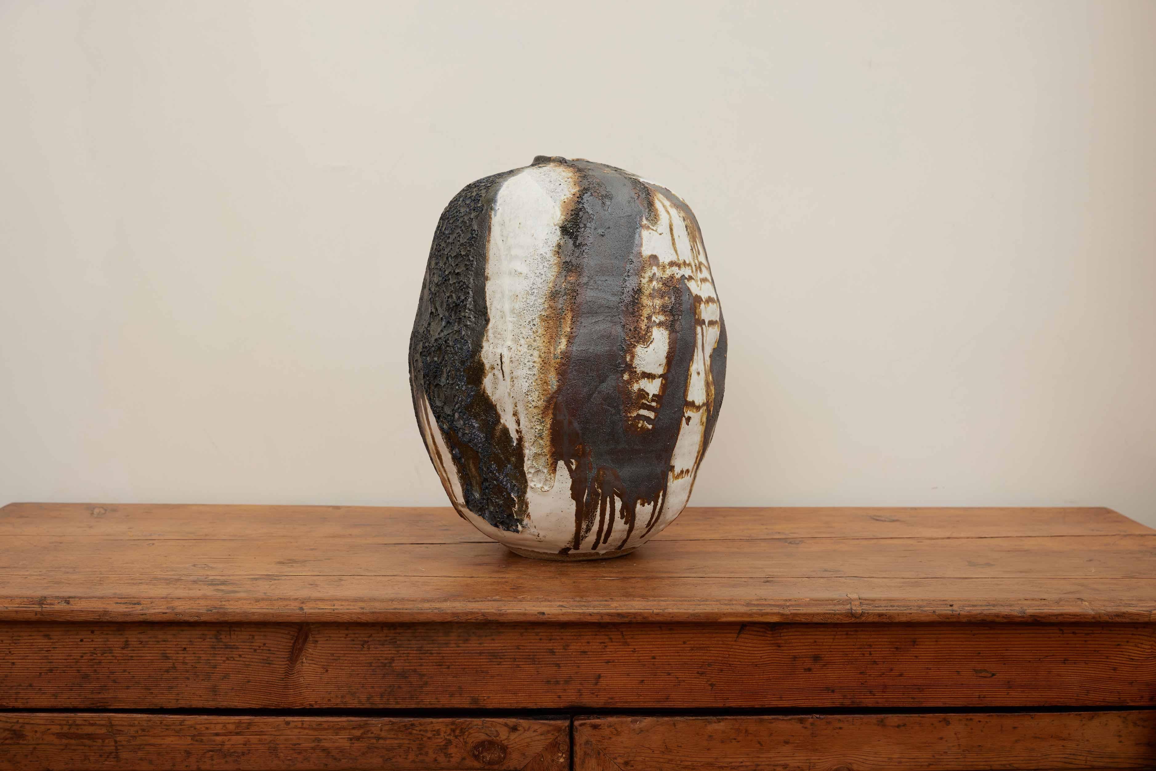 Ceramic Caroline Blackburn Lava Vase, Signed 2019