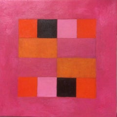 Pink Funk, oil and acrylic on canvas, 12 x 12 inches. Geometric display 