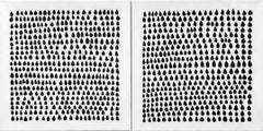 Seed Book, black and white abstract pattern on canvas, grid