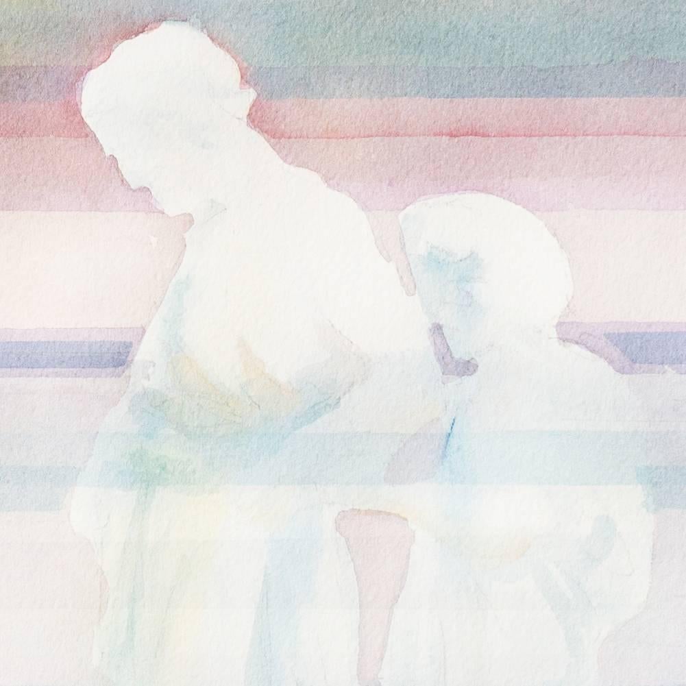 'Aegean Dream', Oregon Watercolor Society - Gray Figurative Painting by Caroline Buchanan