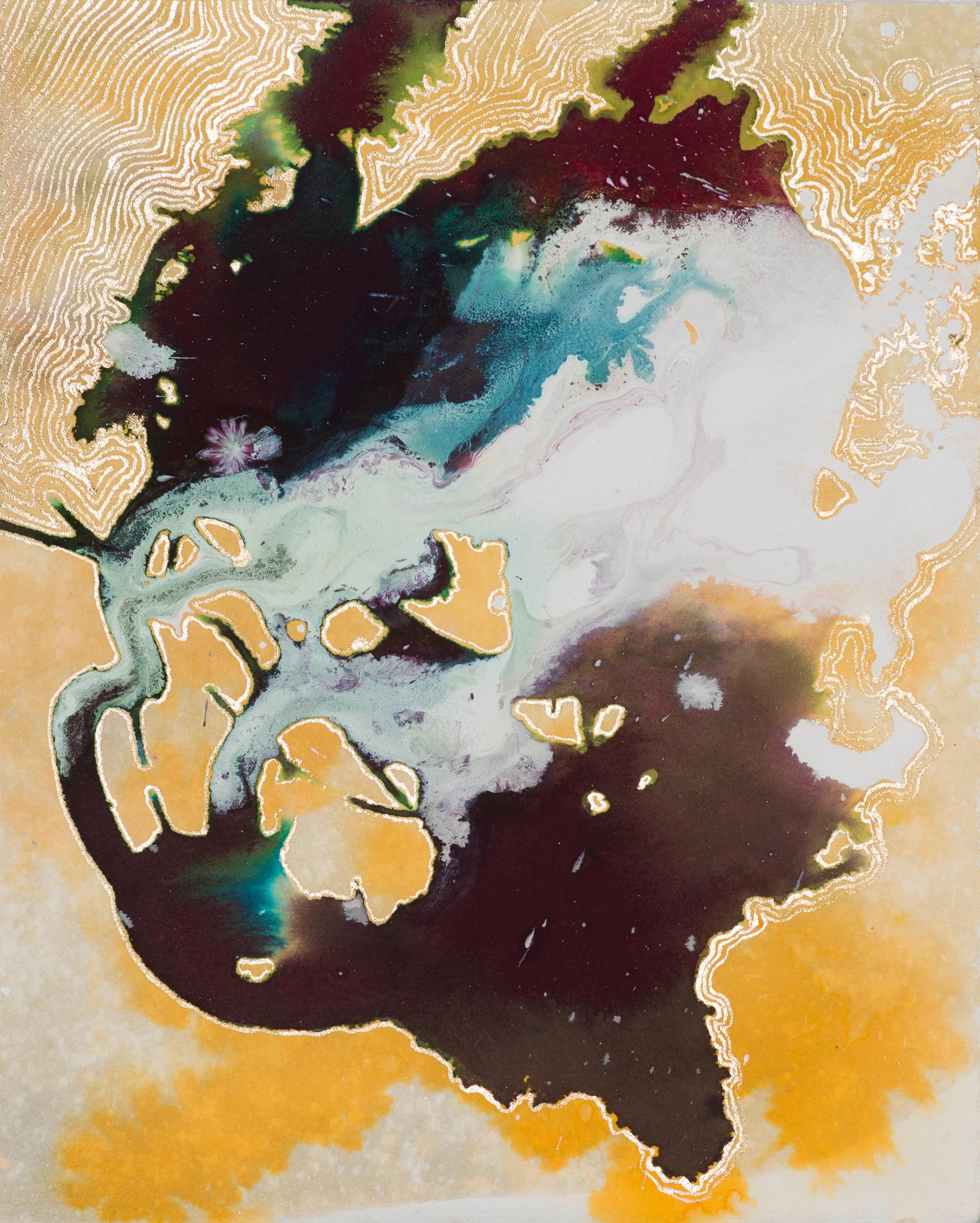 Caroline Bullock Abstract Drawing - "Briar III" - Abstract Cyanotype - Kapoor