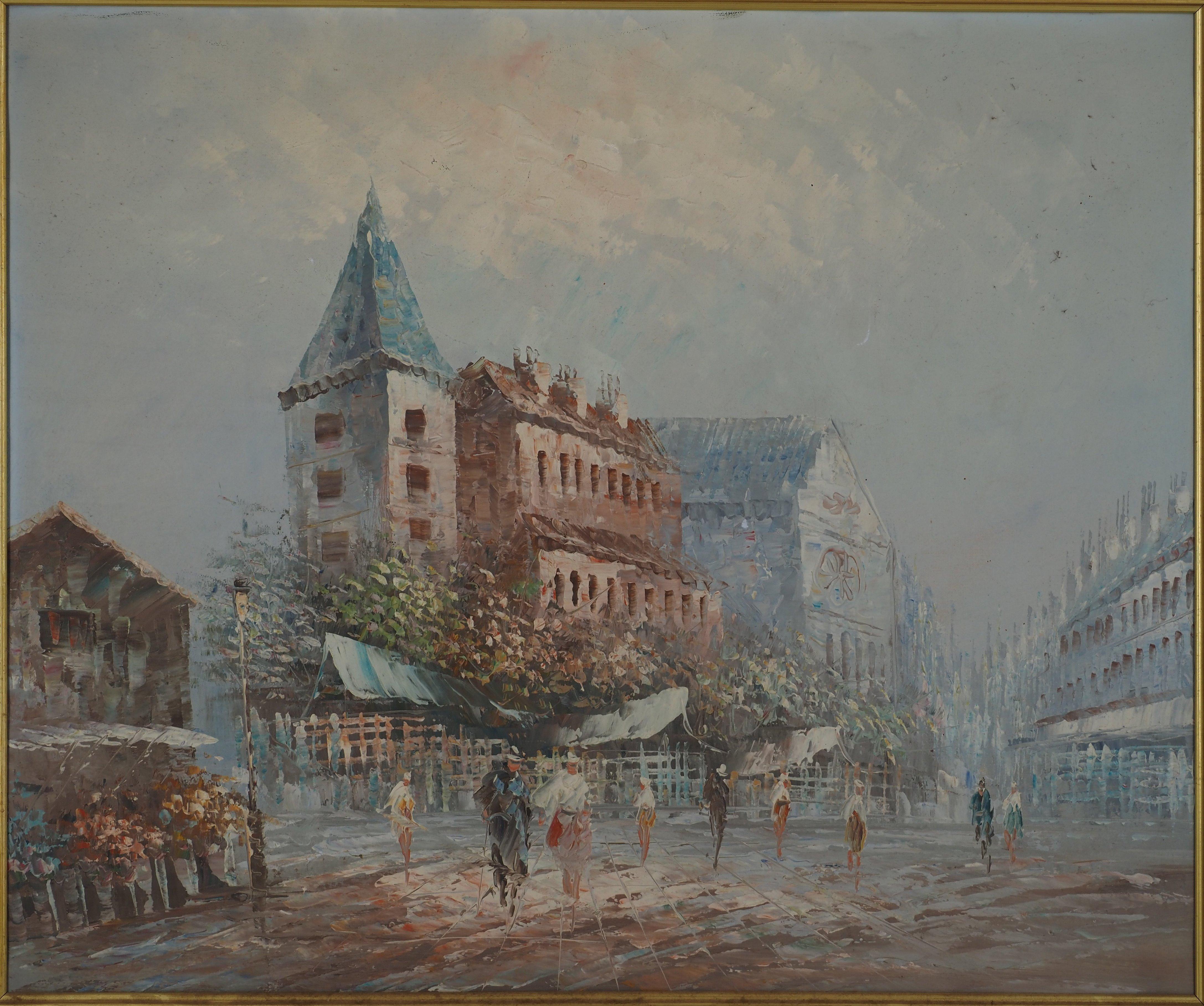 Après-midi dans la ville - Huile sur toile avec cadre - Painting de Caroline Burnett