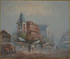 Afternoon in the city - Oil on canvas with frame