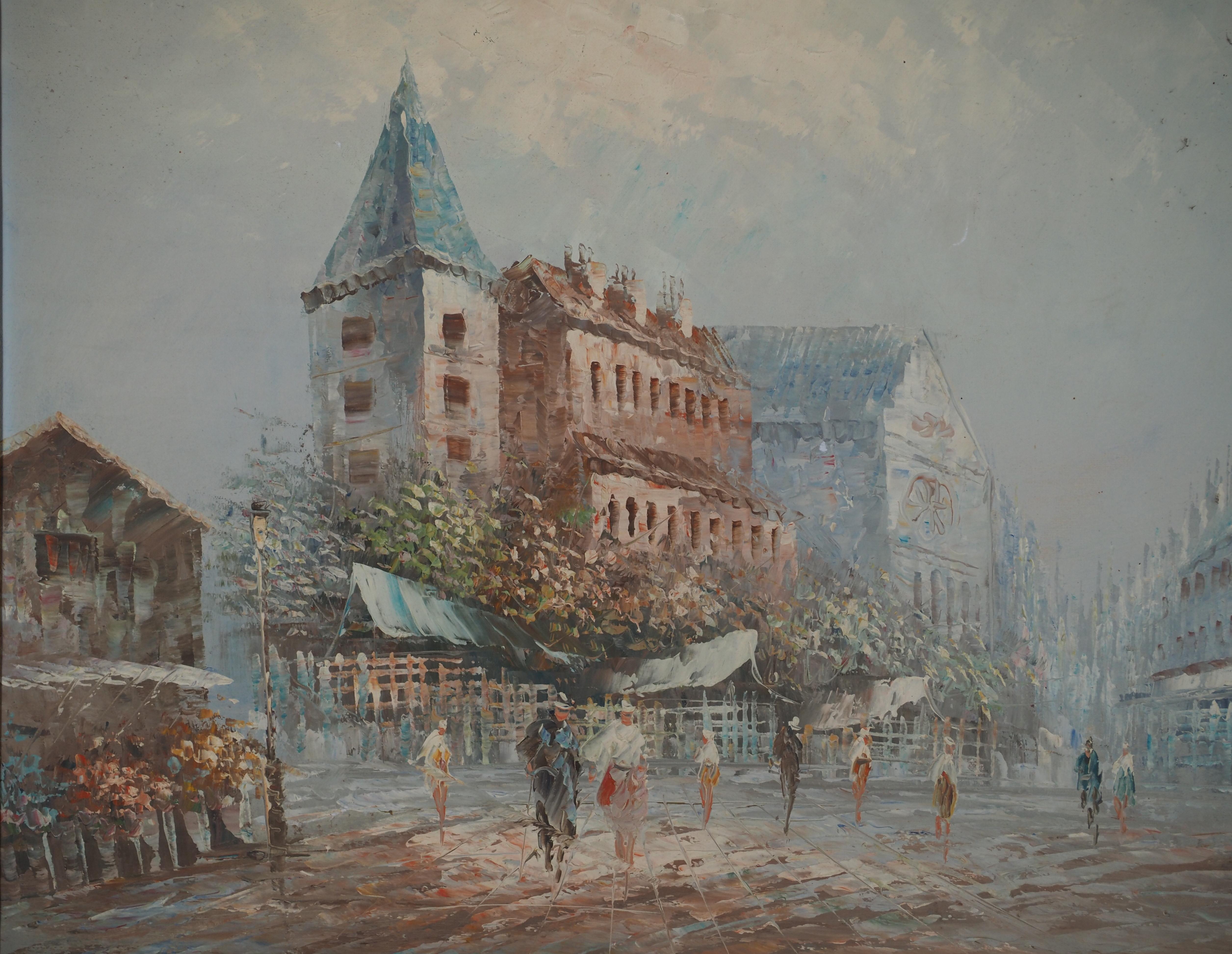 Après-midi dans la ville - Huile sur toile avec cadre - Modernisme américain Painting par Caroline Burnett