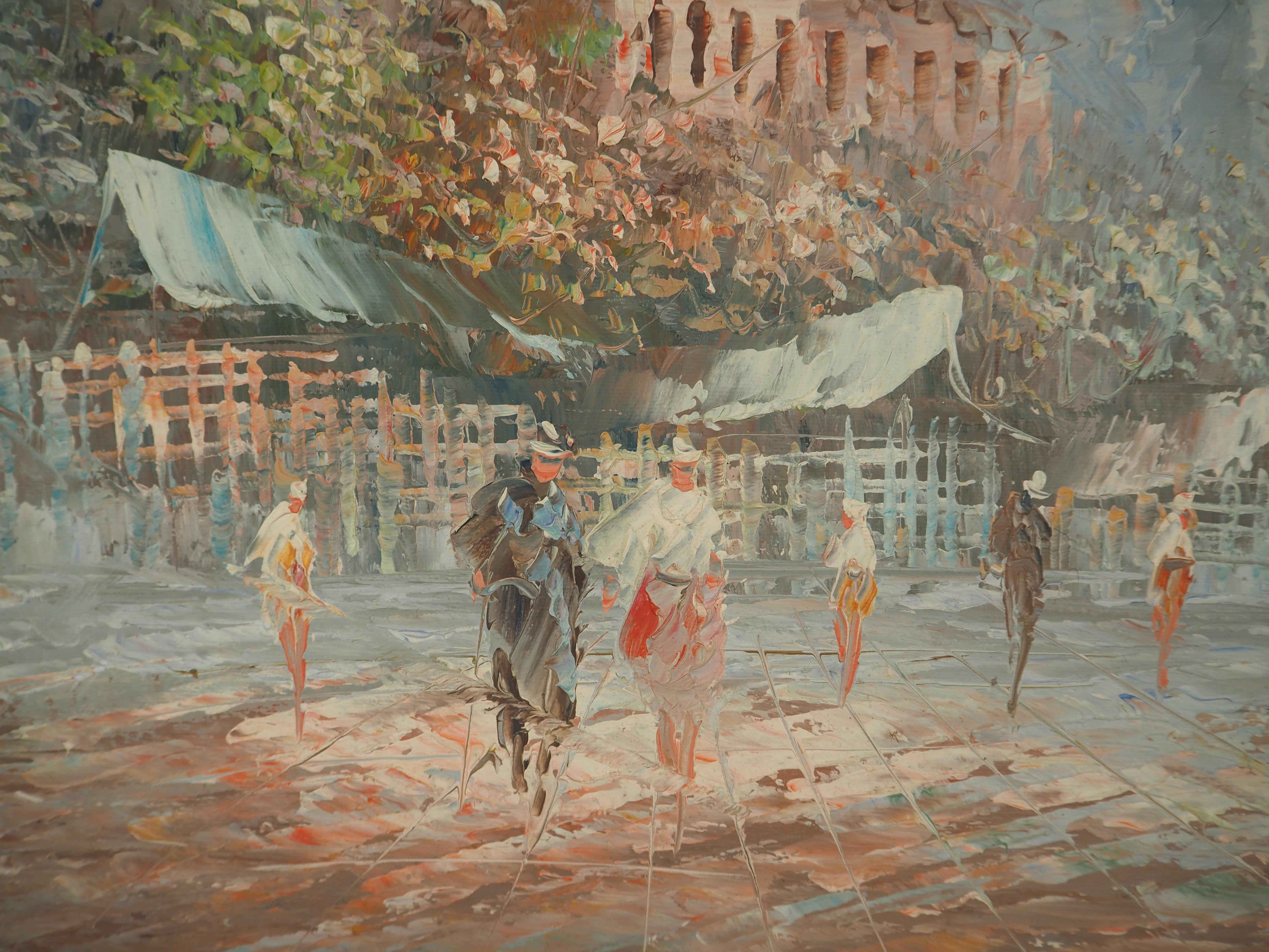 Après-midi dans la ville - Huile sur toile avec cadre en vente 1