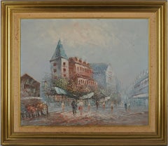 Après-midi dans la ville - Huile sur toile avec cadre