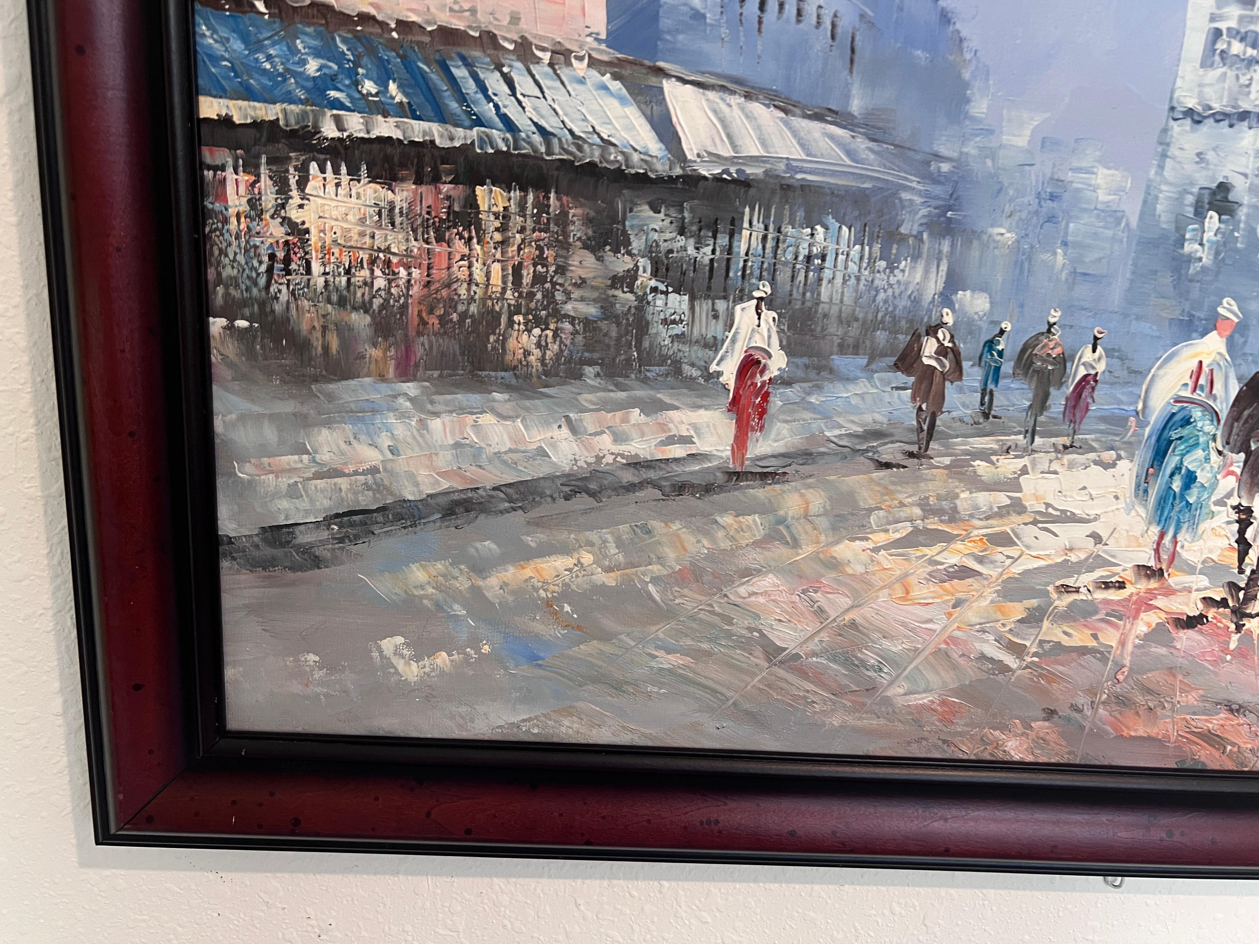 Caroline Burnett Large Paris Street Scene Oil Painting Triumphal Arch, Framed 3