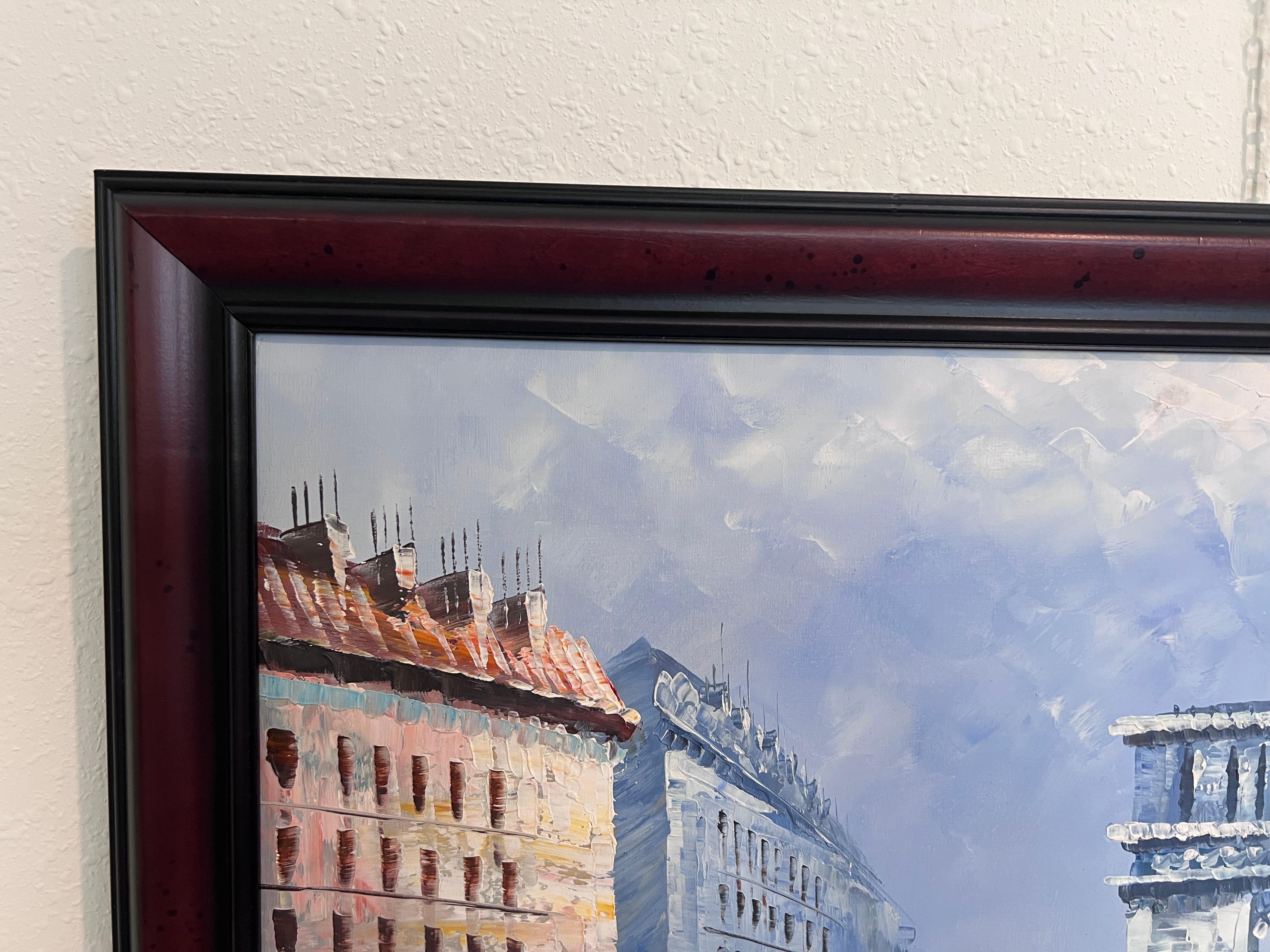 Caroline Burnett Large Paris Street Scene Oil Painting Triumphal Arch, Framed 4