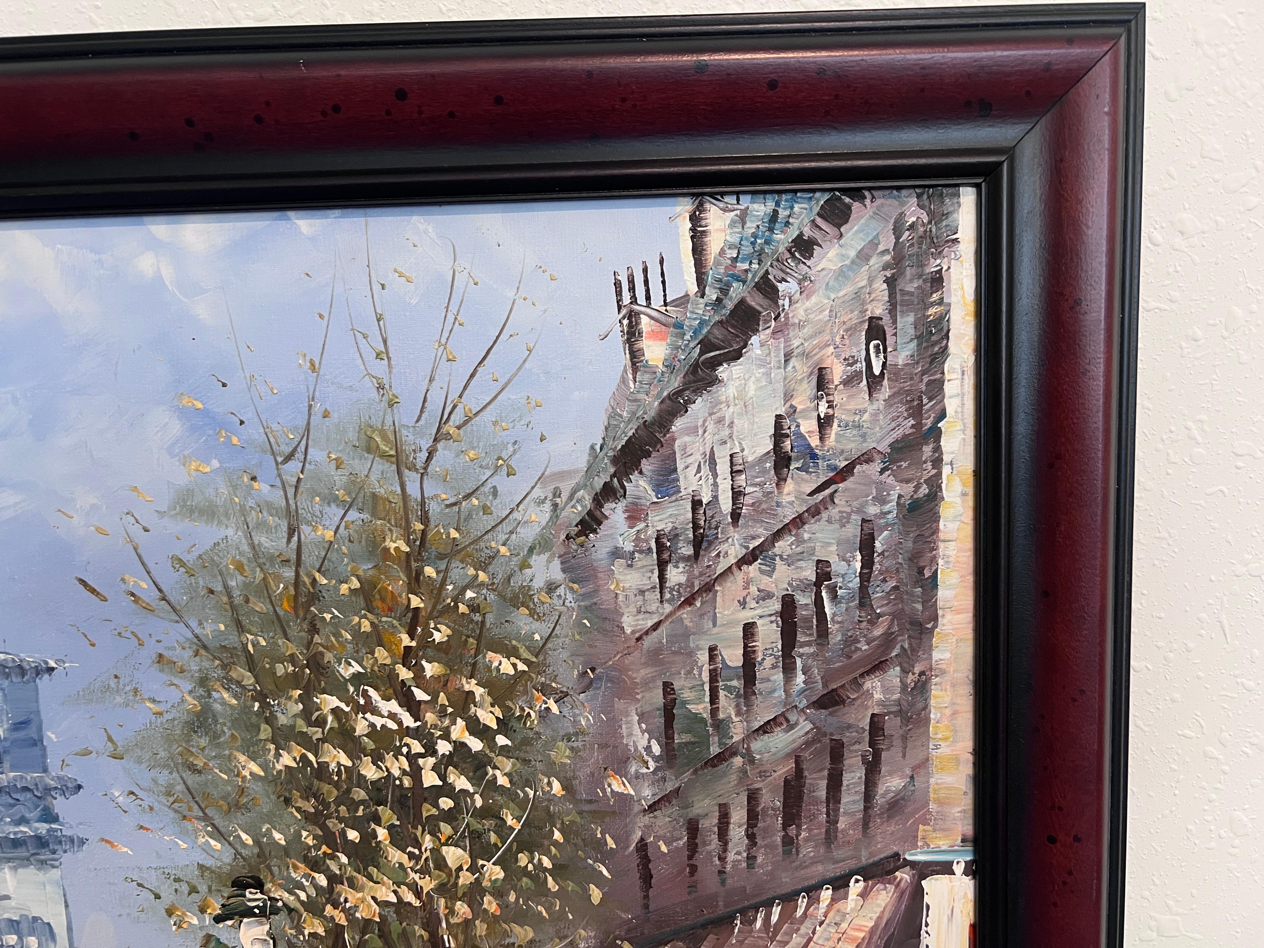 Caroline Burnett Large Paris Street Scene Oil Painting Triumphal Arch, Framed 5