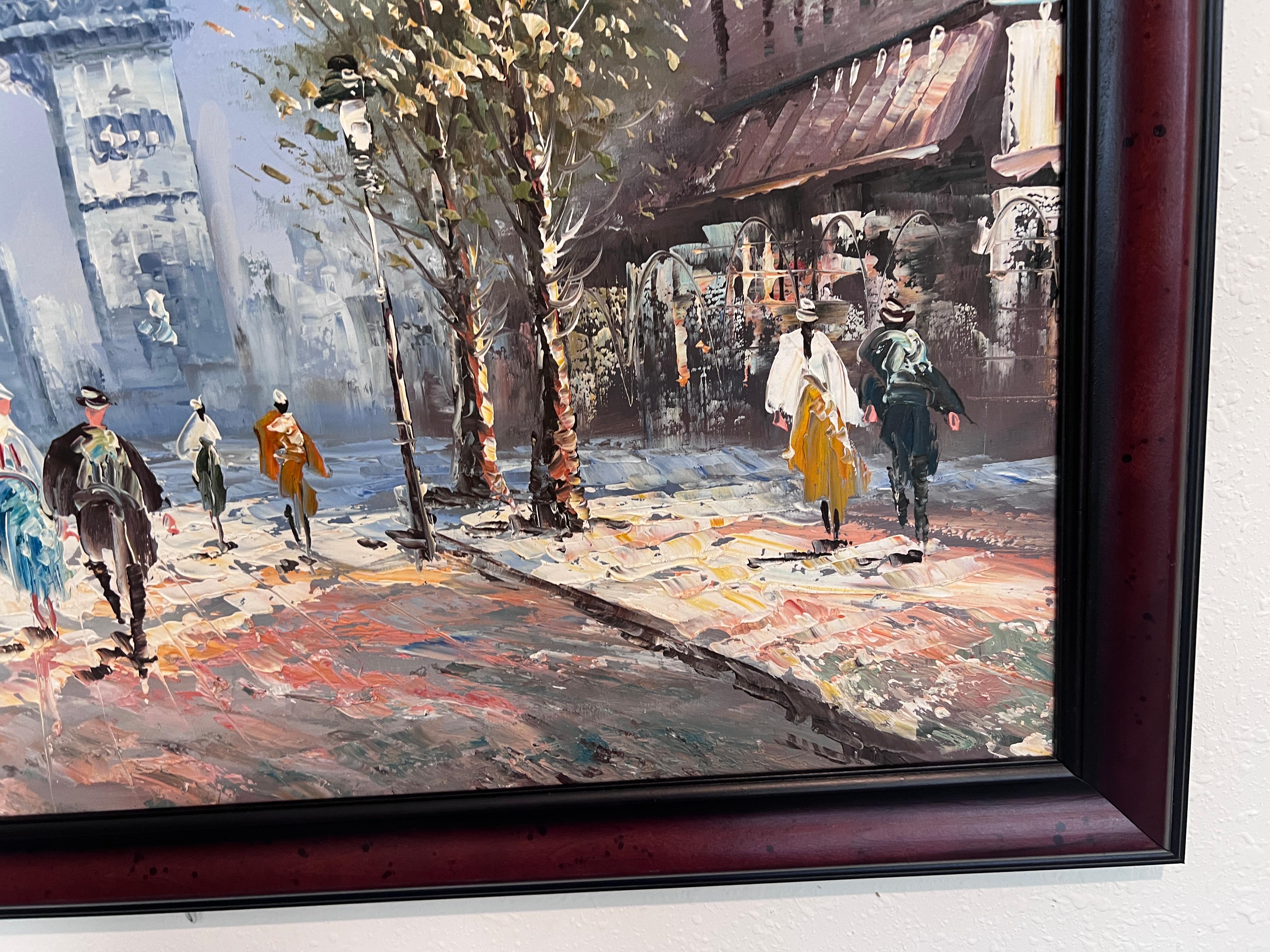 Caroline Burnett Large Paris Street Scene Oil Painting Triumphal Arch, Framed 6