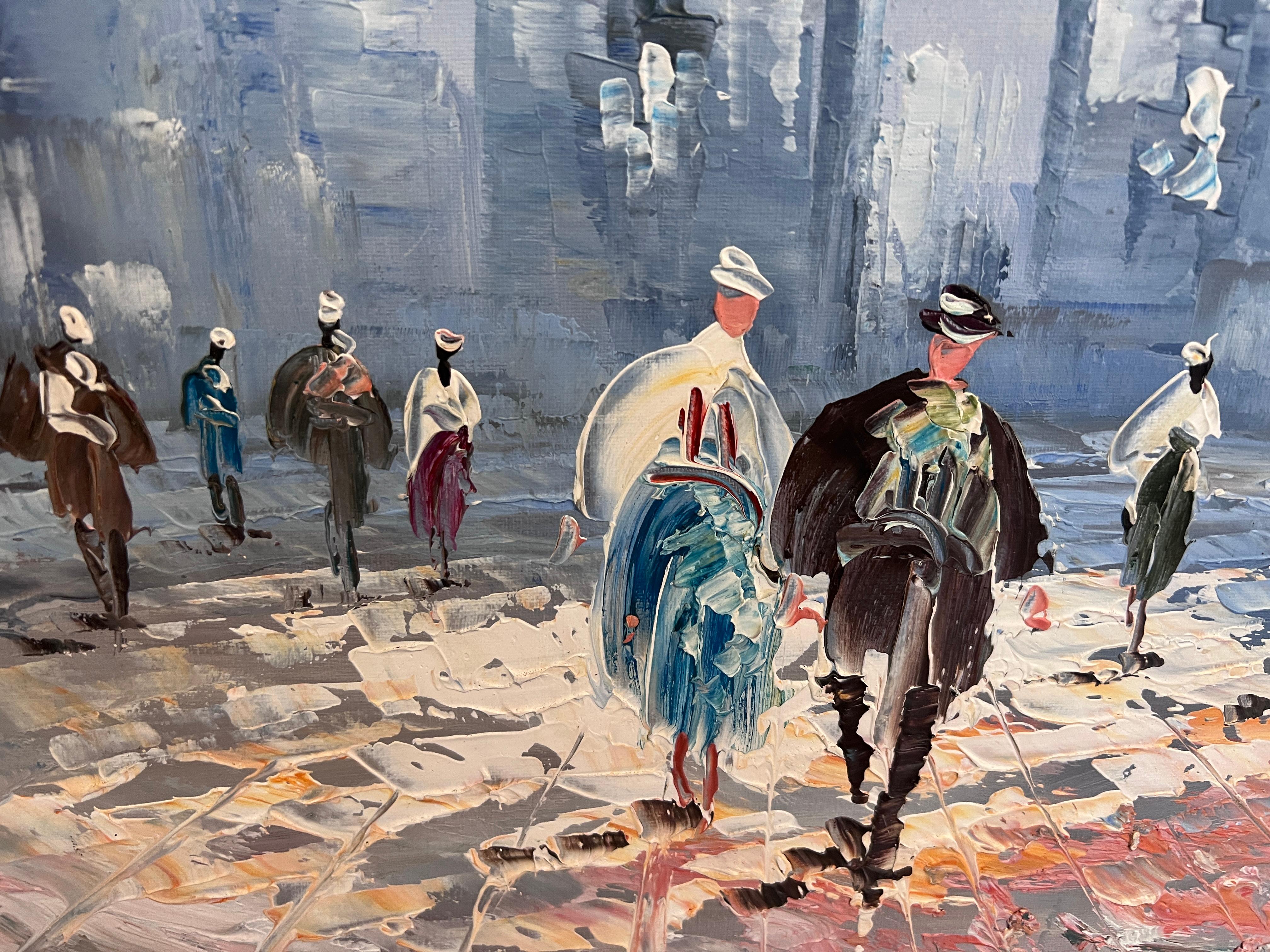 Caroline Burnett Large Paris Street Scene Oil Painting Triumphal Arch, Framed 7