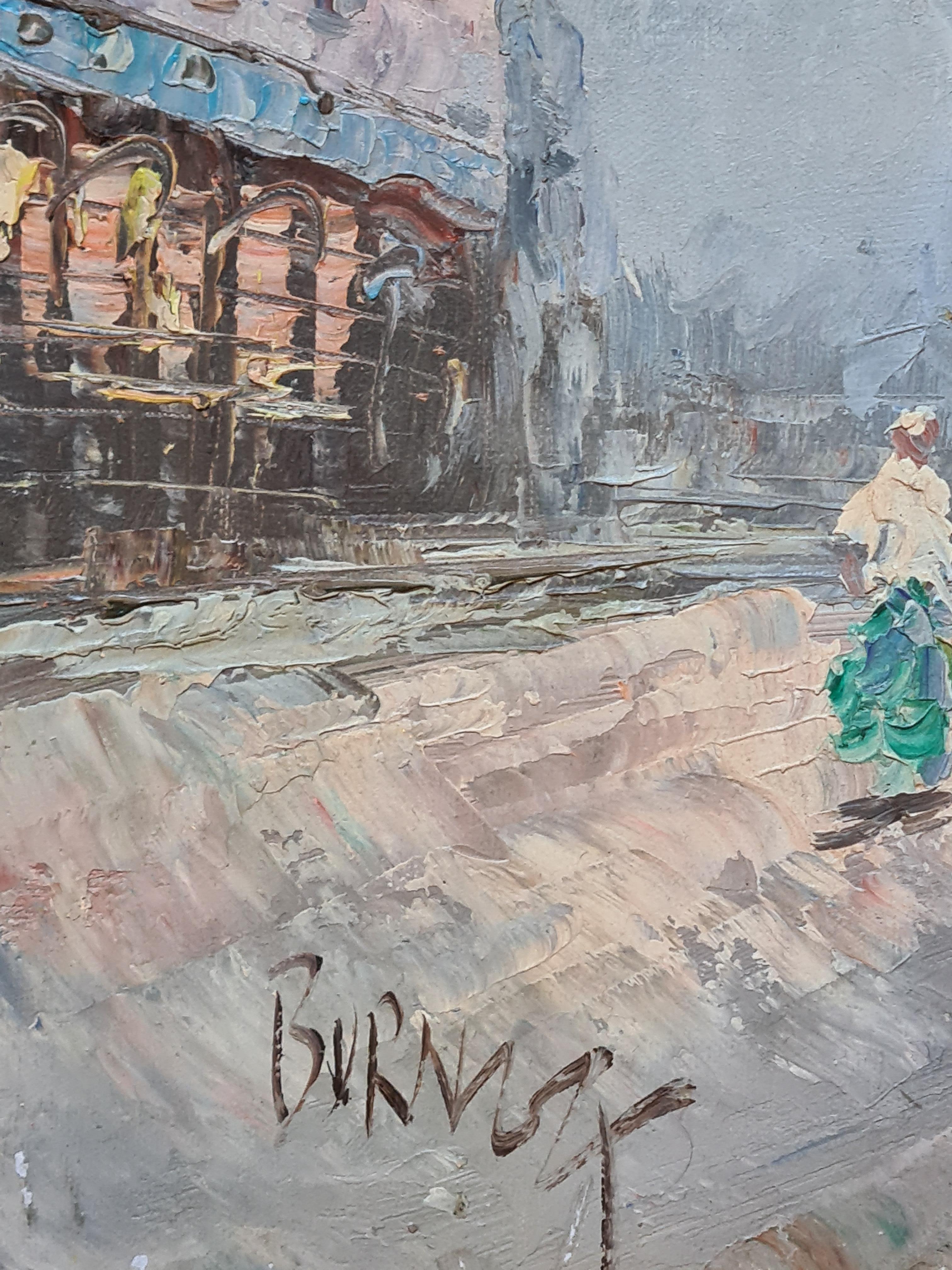 Vista de París, mediados del siglo XX Óleo sobre lienzo - Painting de Caroline Burnett