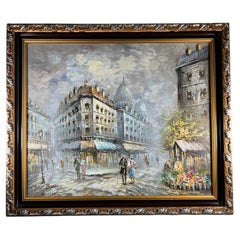 Caroline Burnett Quadro: Scena di strada parigina con il Sacro Cuore di Montmartre