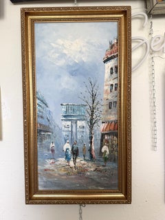 Listed Artist C.Burnett(IX-XX) oil painting Paris street scene, Arc de Triomphe