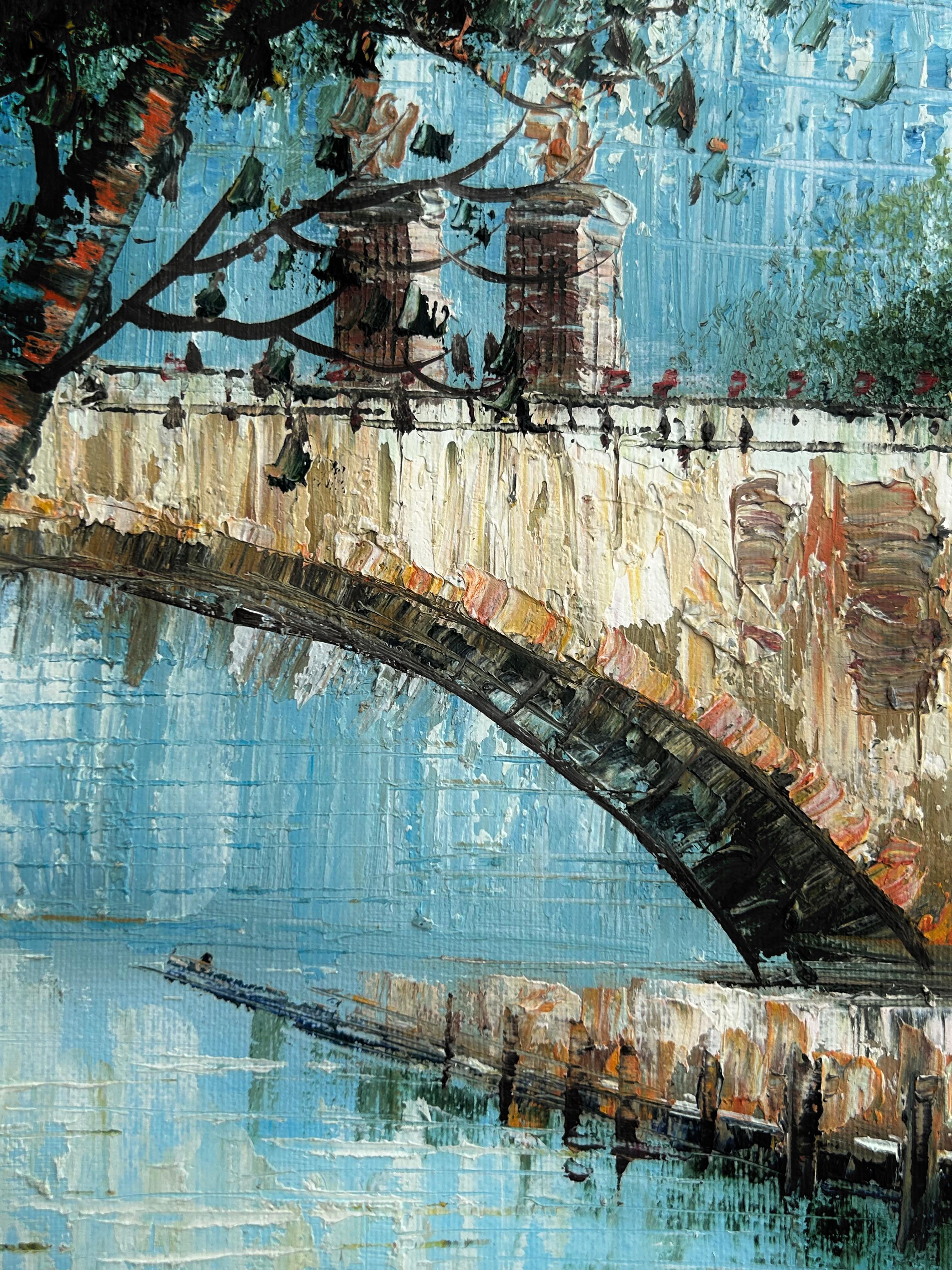 Paris France oil on canvas painting urbanscape For Sale 1