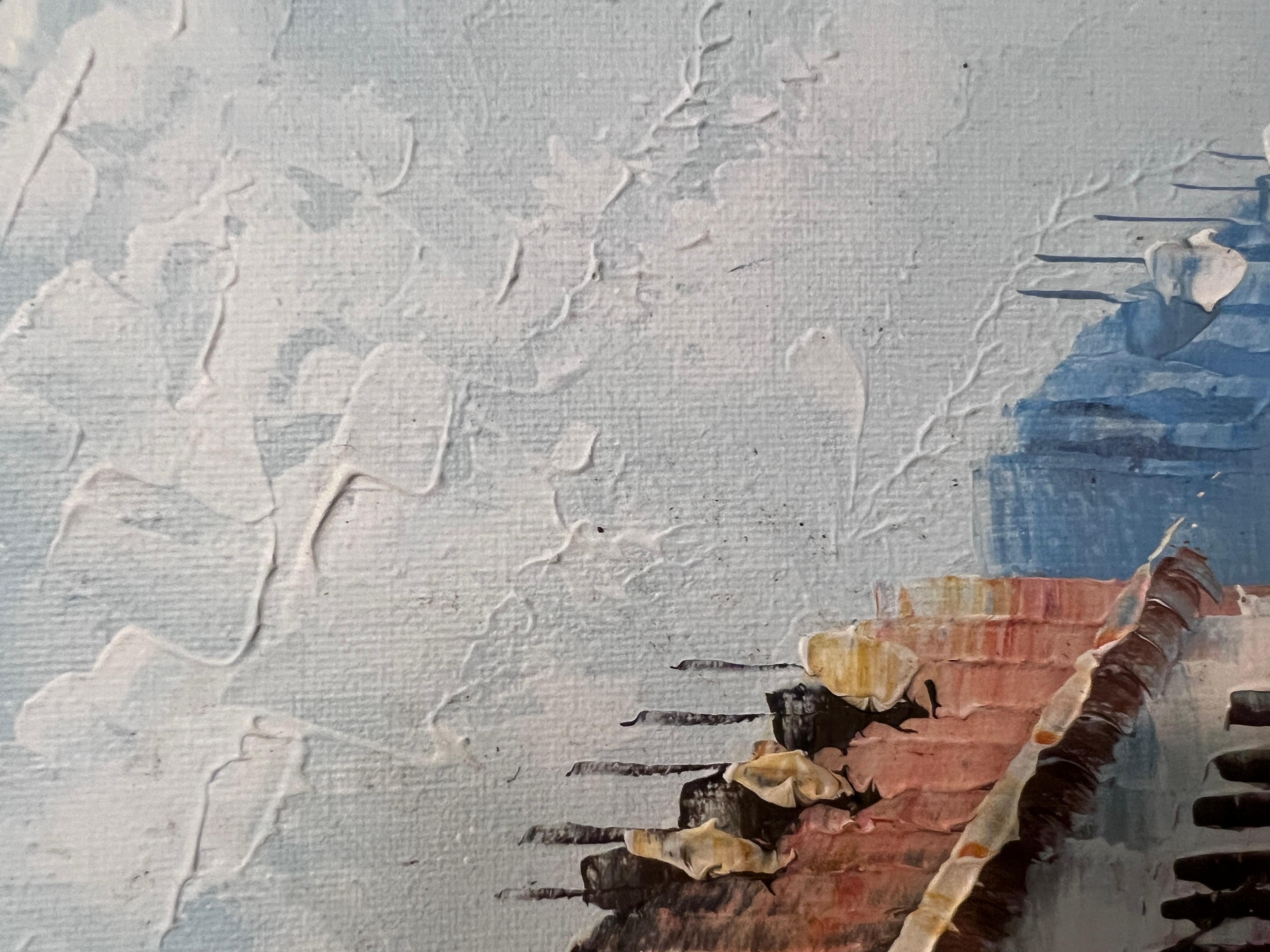 C. Burnett original painting on canvas Paris street view, framed, Signed 4