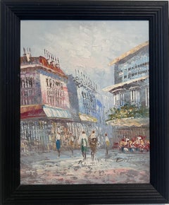 C. Burnett original painting on canvas Paris street view, framed, Signed