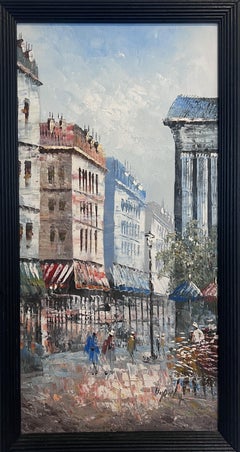 C. Burnett original painting on canvas Paris street view, framed, Signed