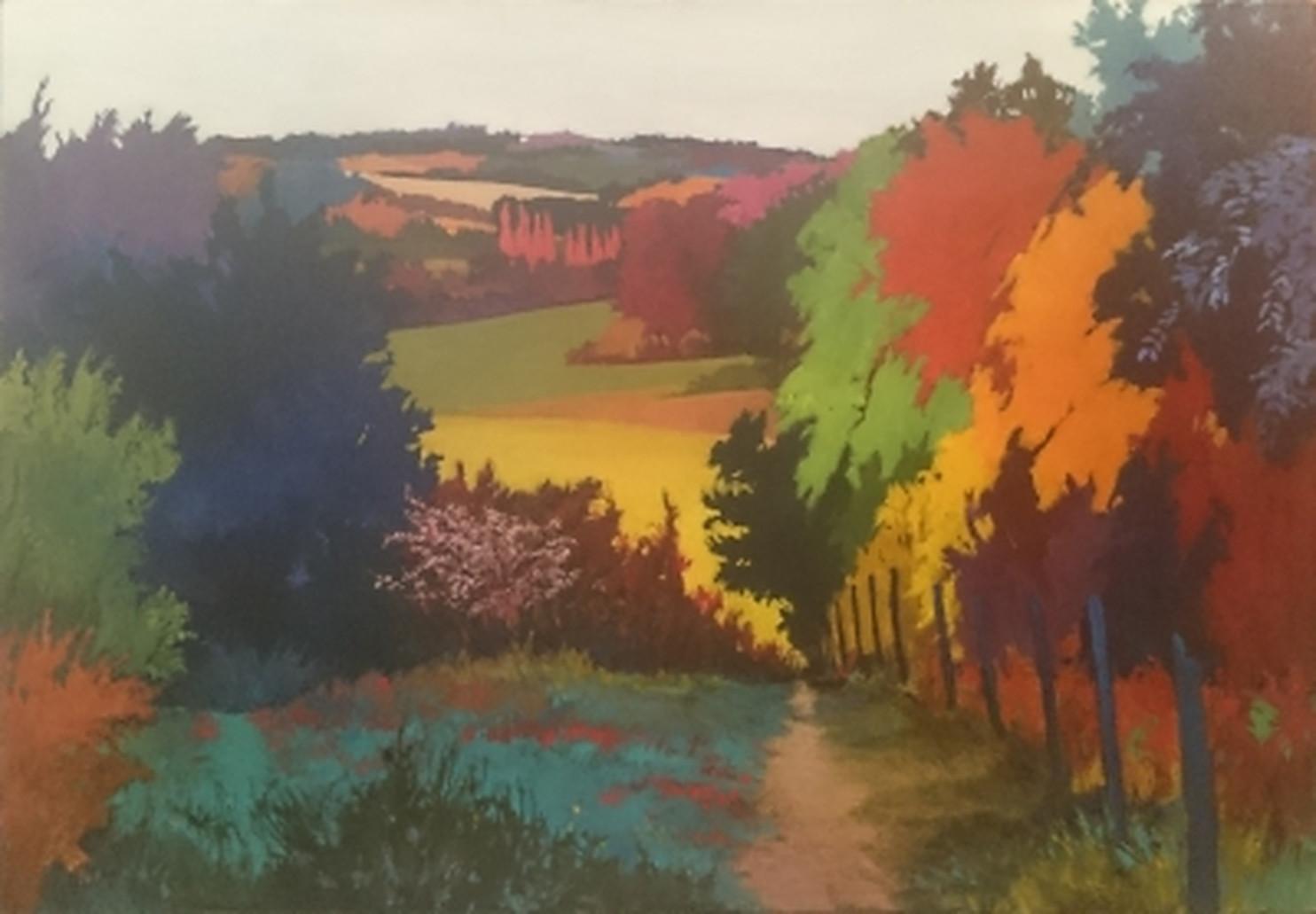 Caroline CERDÀ Landscape Painting - Chemin du Perche, 2014