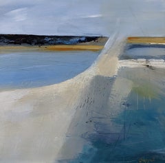 Caroline Chappell, Coastal Blue, Abstraktes Meereslandschaftsgemälde, britische Kunst