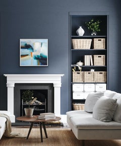 Sentieri di terra, pittura astratta di paesaggio, arte geometrica vibrante, opere d'arte audaci