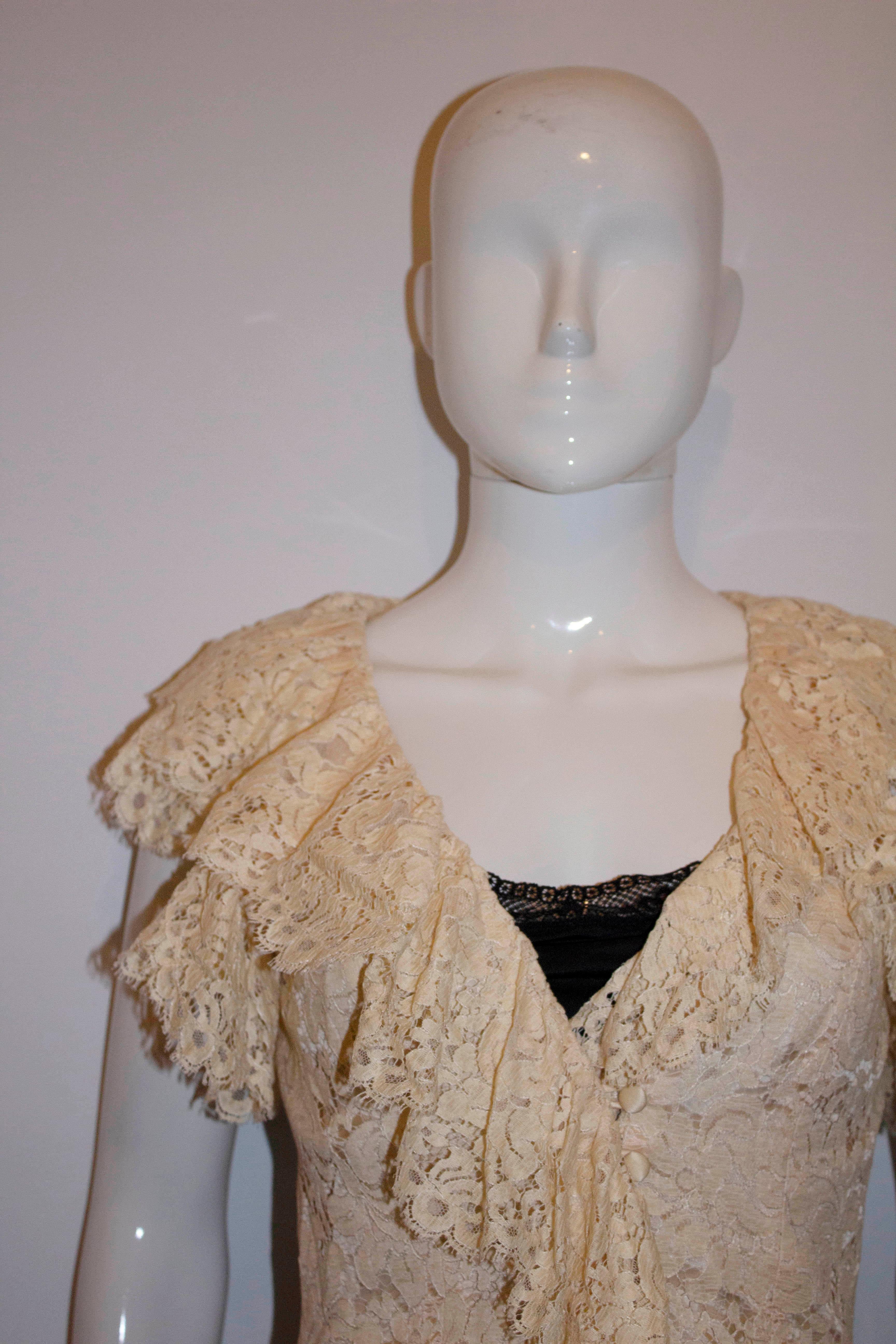 Brown Caroline Charles Lace Frill Top For Sale
