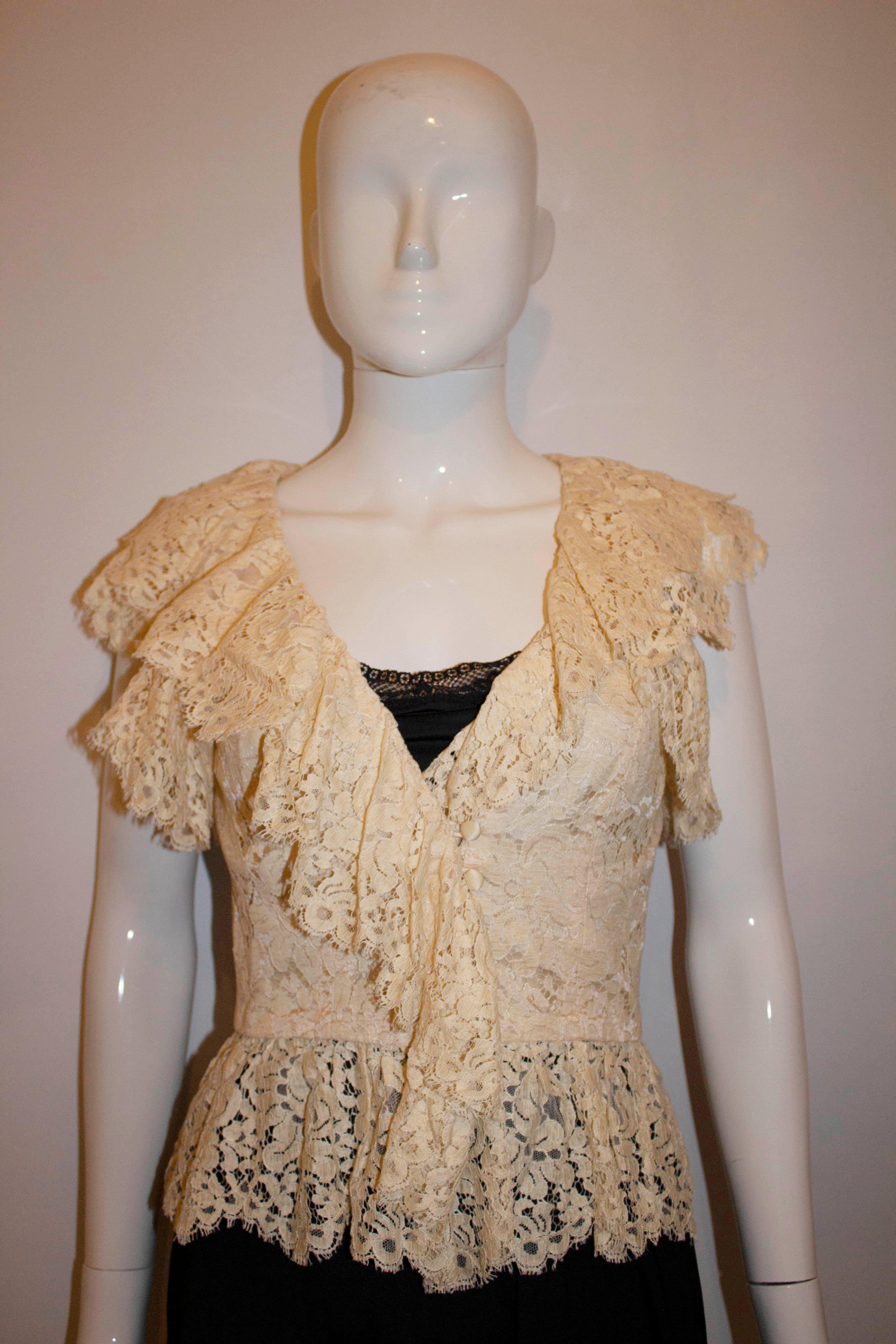Caroline Charles Lace Frill Top For Sale 1