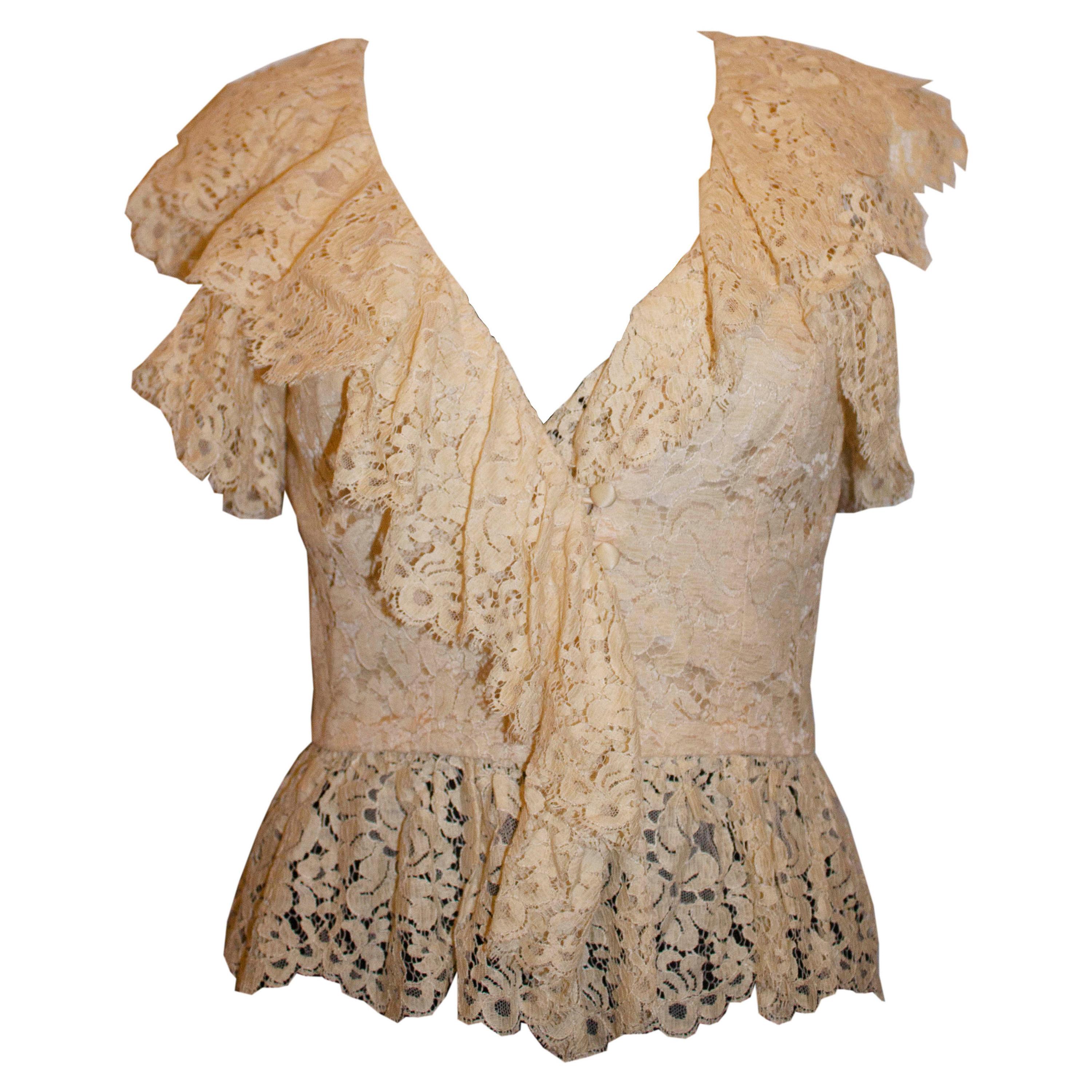 Caroline Charles Lace Frill Top For Sale