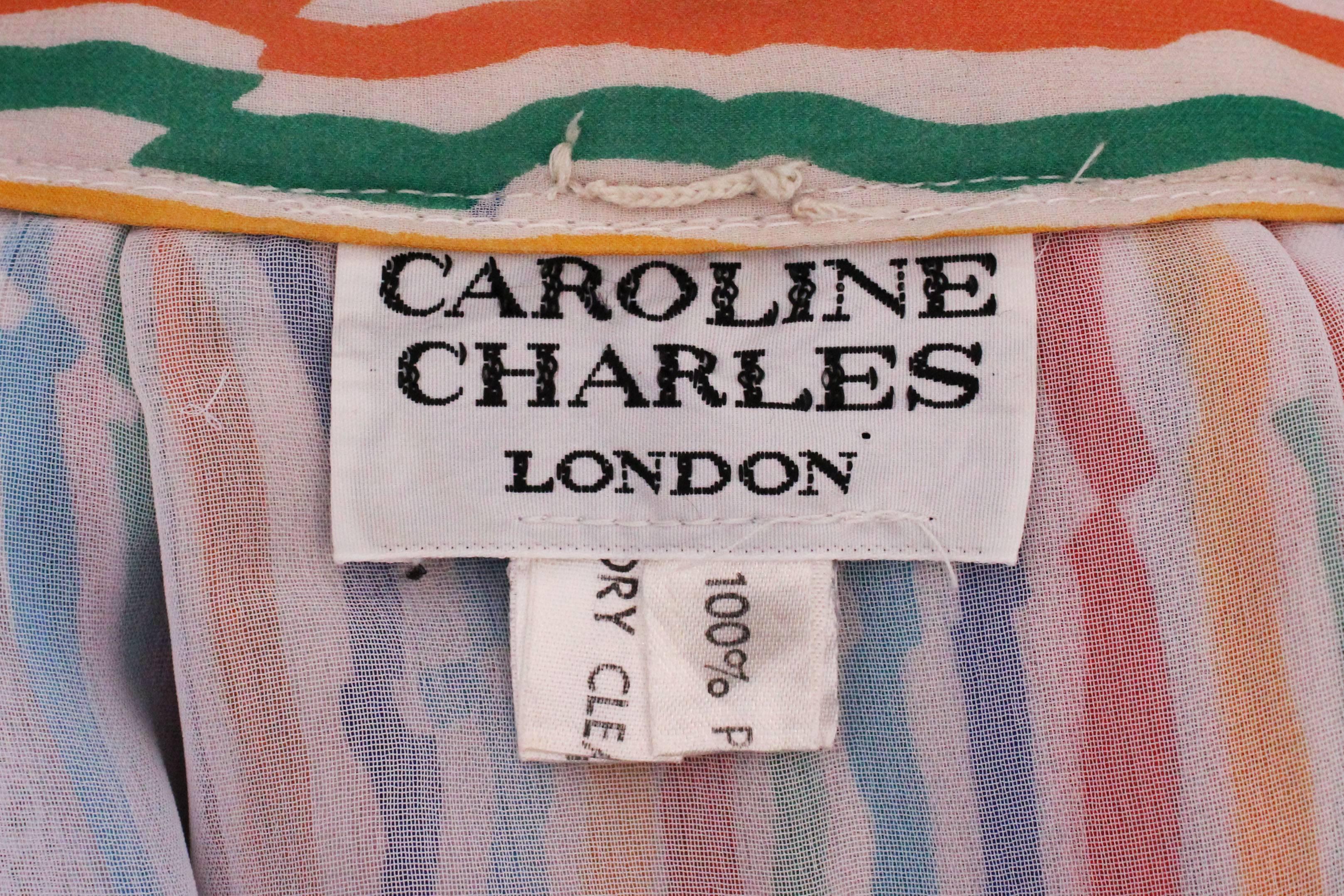 Caroline Charles Stripe Silk Multi Coloured Skirt For Sale 4