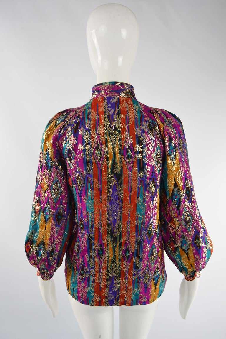 Caroline Charles Vintage Multicolored Silk and Lamé Brocade Party ...