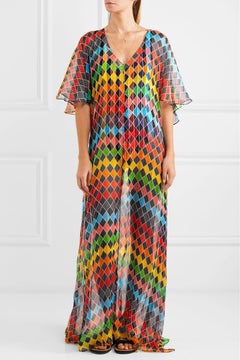 Caroline Consatas Printed Silk-blend Georgette Kaftan L