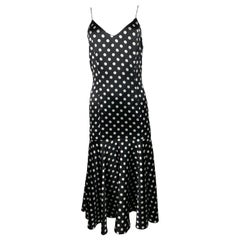 Caroline Constas - Robe en soie noire et blanche à pois en soie, taille M