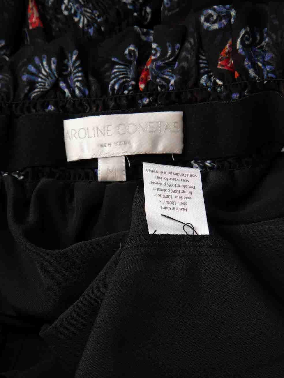 Caroline Constas Black Silk Ruffle Abstract Dress Size M For Sale 1
